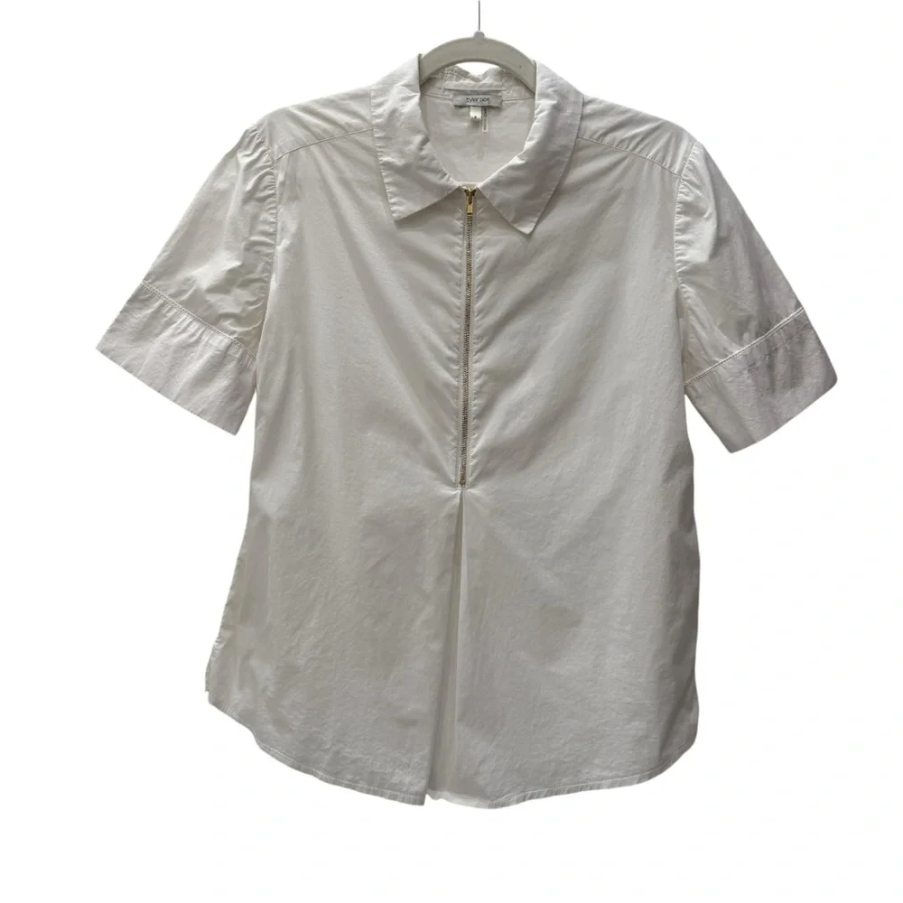 Tyler Boe White Crisp Cotton Collared Top